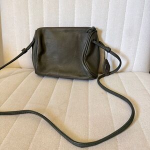 Sarne Olive Green Leather Crossbody with Thin Strap